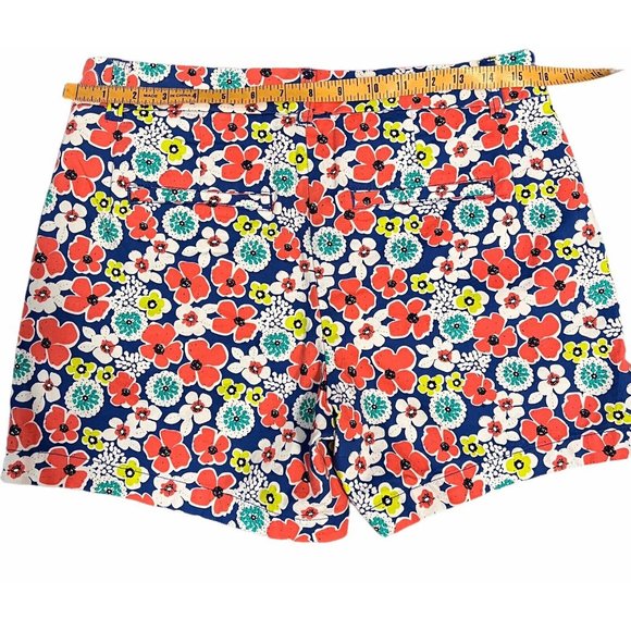 Crown & Ivy Caroline Shorts sz  6 Blue Multi Floral Classic Fit Stretch Twill - Picture 3 of 11